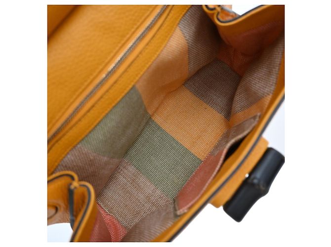 Gucci Bamboo Daily Top Handle in pelle Medium Arancione - vista 5