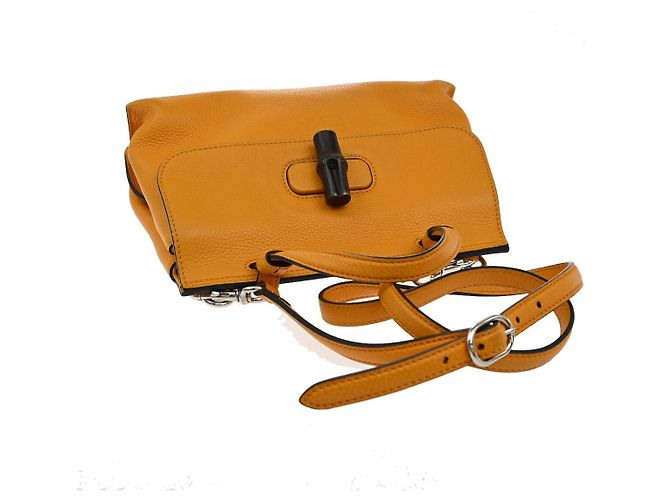 Gucci Bamboo Daily Top Handle in pelle Medium Arancione - vista 7