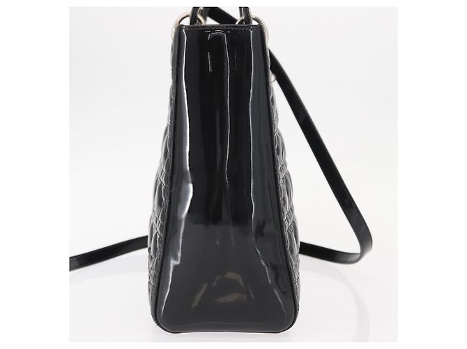 Christian Dior Lady Dior Cannage Stitch Patent East West Nero - vista 4