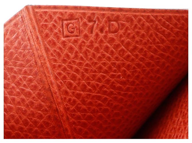 Hermès Bean Lang Wallet aus orangefarbenem Epsom-Leder - Ansicht 13