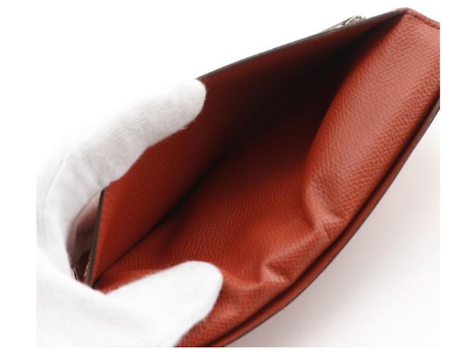Hermès Bean Lang Wallet aus orangefarbenem Epsom-Leder - Ansicht 7
