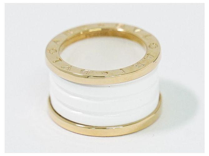 Bulgari Anello Bvlgari B.Zero1 a tre bande in oro giallo 18K e ceramica D'oro - vista 3