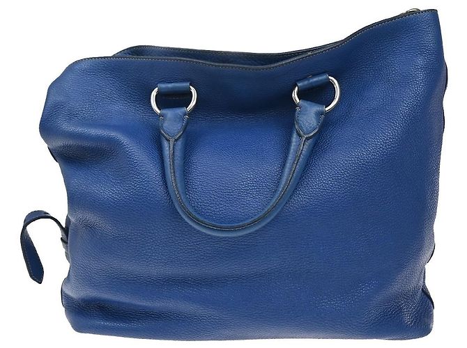 Prada Tote Vintage in Pelle Blu - vista 2