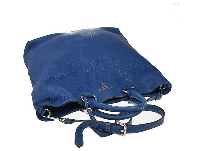 Prada Tote Vintage in Pelle Blu - vista 7