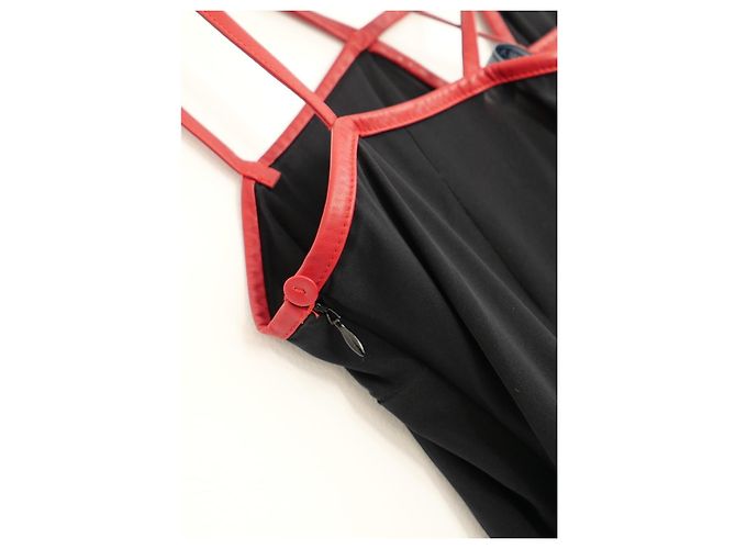 Seidenkleid mit Lederträgern Prada Herbst 2014 Schwarz - Ansicht 5
