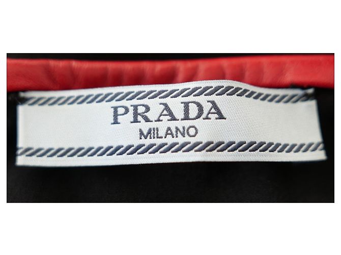 Seidenkleid mit Lederträgern Prada Herbst 2014 Schwarz - Ansicht 6
