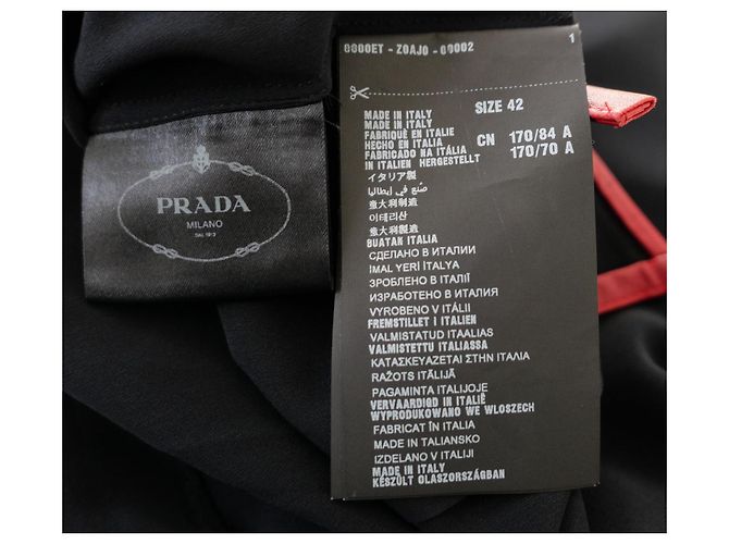 Seidenkleid mit Lederträgern Prada Herbst 2014 Schwarz - Ansicht 7