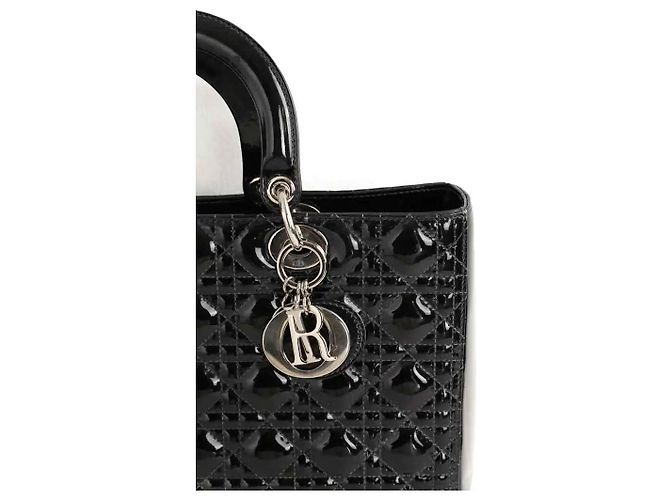 Borsa Lady Dior in pelle verniciata nera Nero - vista 2