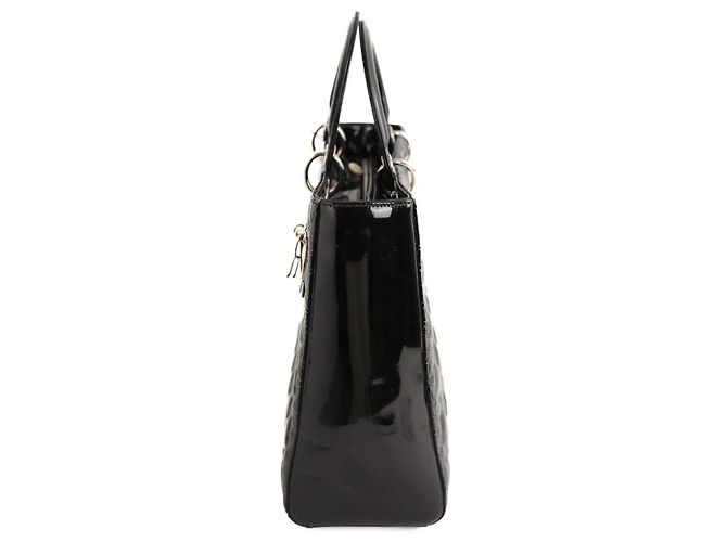 Borsa Lady Dior in pelle verniciata nera Nero - vista 3