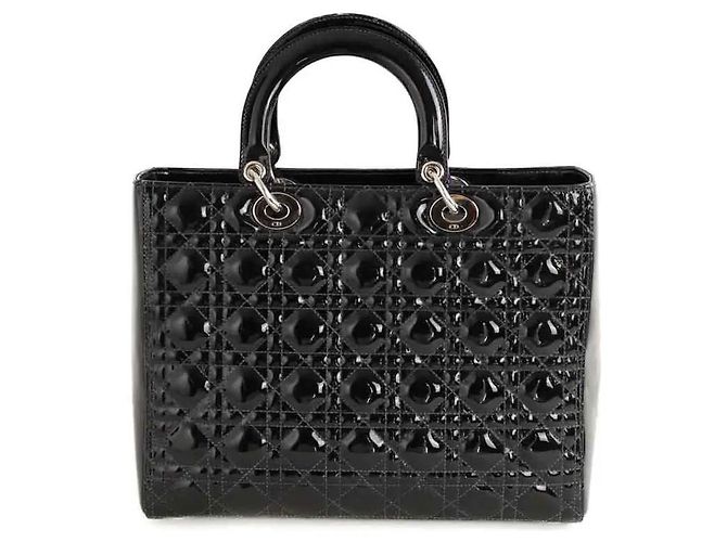 Borsa Lady Dior in pelle verniciata nera Nero - vista 4