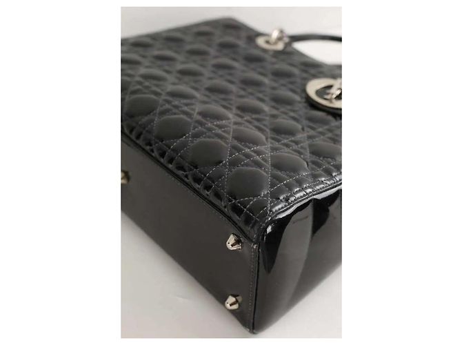 Borsa Lady Dior in pelle verniciata nera Nero - vista 5