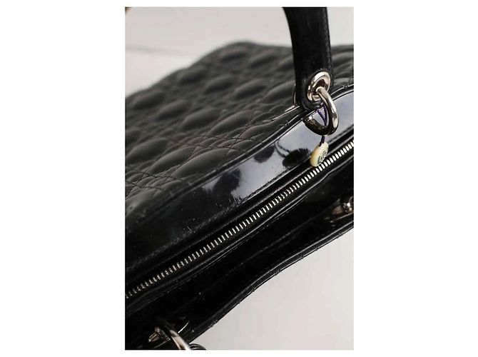 Borsa Lady Dior in pelle verniciata nera Nero - vista 6