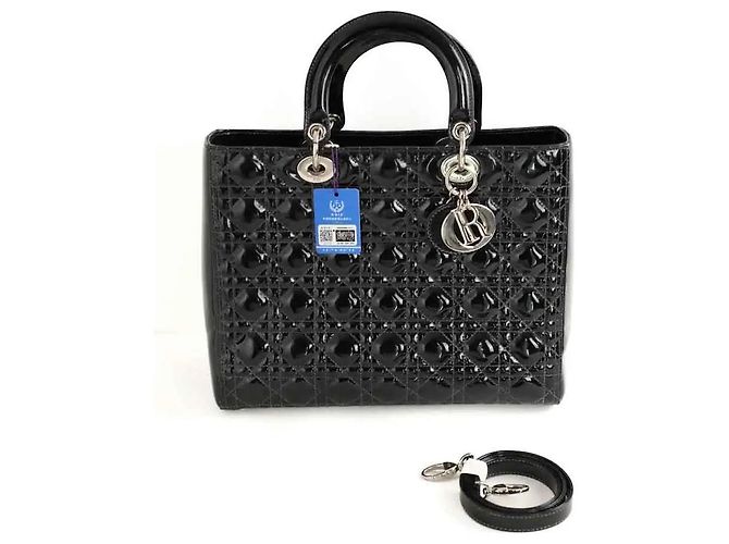 Borsa Lady Dior in pelle verniciata nera Nero - vista 8