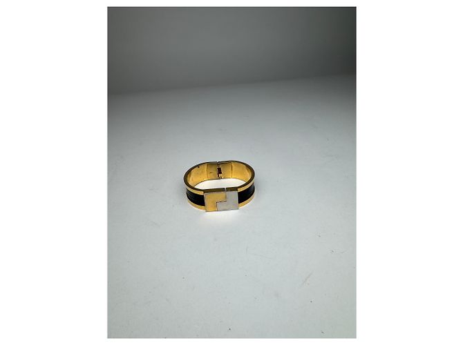 Bracciale in acciaio dorato e nero con stampa coccodrillo vintage Loewe Madrid D'oro - vista 11