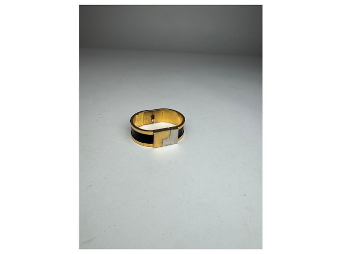 Bracciale in acciaio dorato e nero con stampa coccodrillo vintage Loewe Madrid D'oro - vista 5