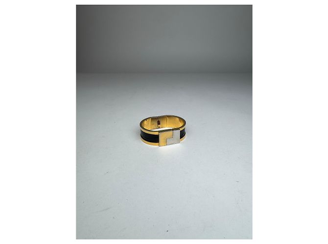 Bracciale in acciaio dorato e nero con stampa coccodrillo vintage Loewe Madrid D'oro - vista 7