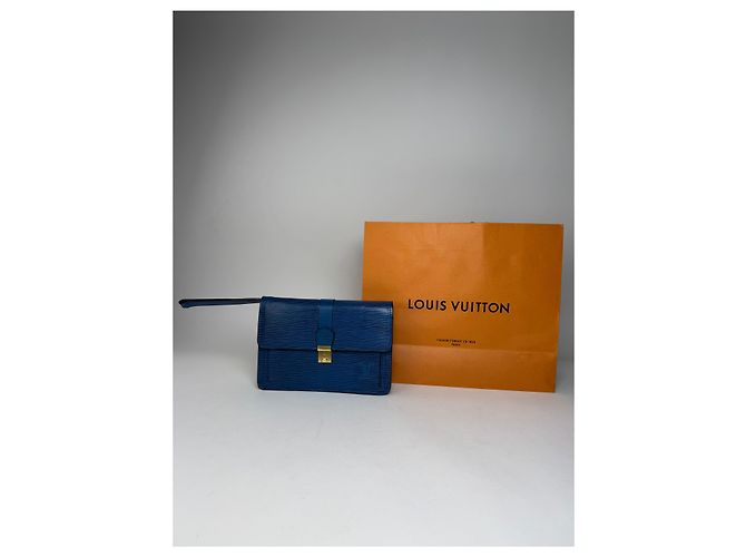 Clutch Vintage Louis Vuitton in Pelle EPI Blu - vista 15