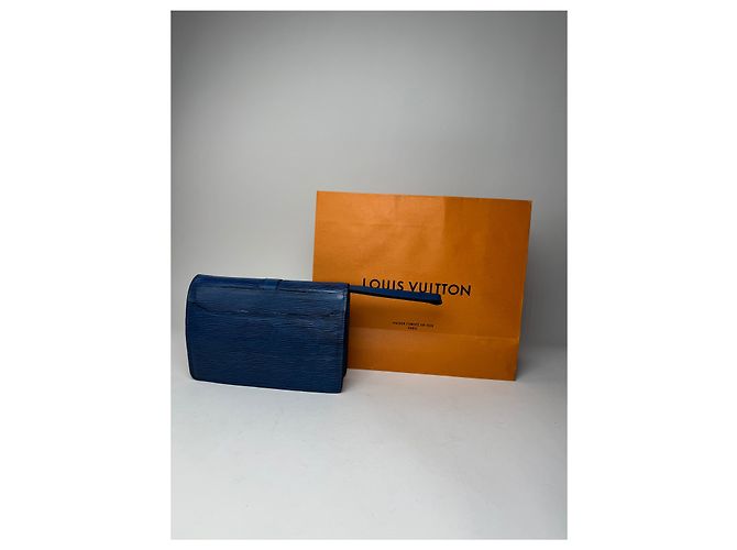 Clutch Vintage Louis Vuitton in Pelle EPI Blu - vista 2