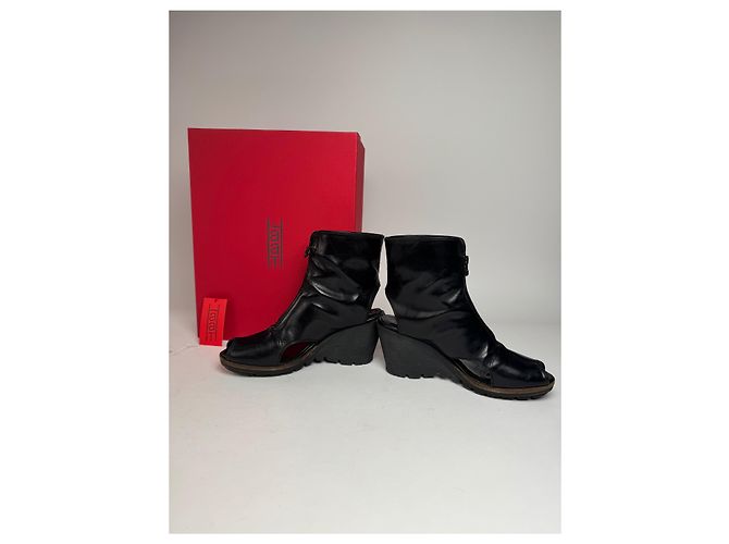 Autre Marque Stivali aperti in pelle nera Issey Miyake vintage Nero - vista 3