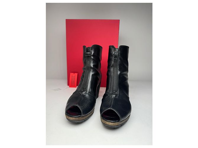 Autre Marque Stivali aperti in pelle nera Issey Miyake vintage Nero - vista 5