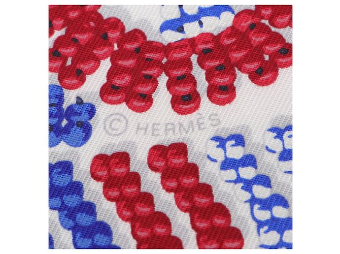 Foulard in seta Hermès Petit Carré 45 Kelly in perle Bianco Rosso Blu - vista 2