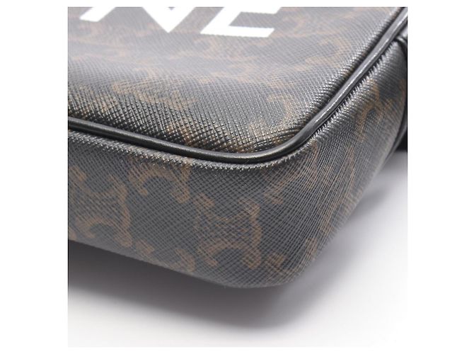 Céline Borsa a tracolla media Triomphe di Celine Marrone Nero - vista 5