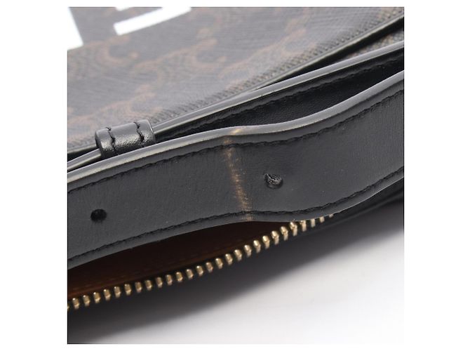 Céline Borsa a tracolla media Triomphe di Celine Marrone Nero - vista 6