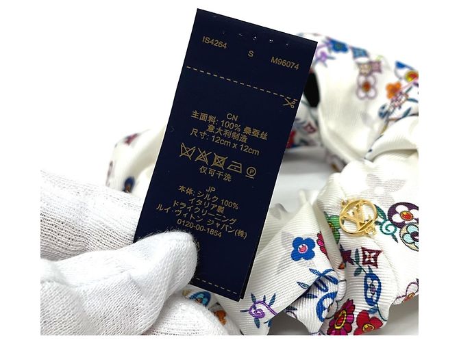 Set di Scrunchie in Seta Louis Vuitton Nero Bianco - vista 4