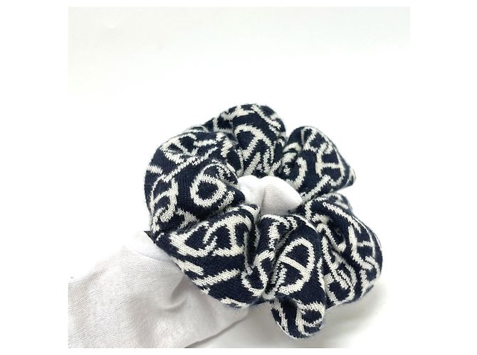 Hermès HERMES Claudia Chaine d'Ancre Scrunchie in Cashmere Nero Bianco - vista 2