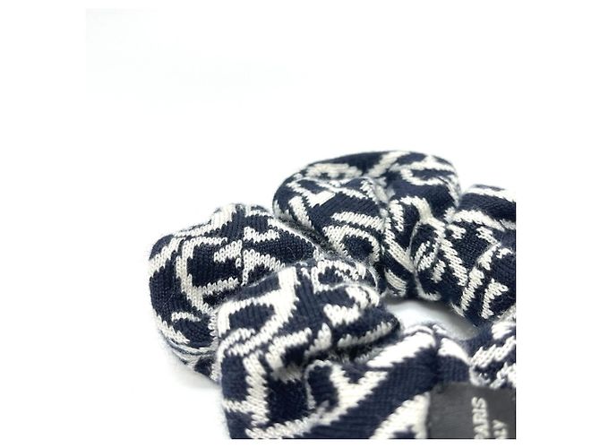 Hermès HERMES Claudia Chaine d'Ancre Scrunchie in Cashmere Nero Bianco - vista 3