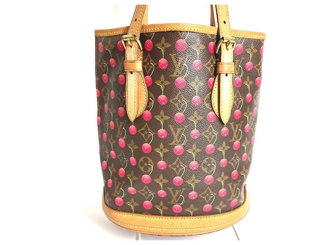 Borsa a Spalla Louis Vuitton Monogram Cherry Bucket PM Marrone Rosso Monogramma - vista 10