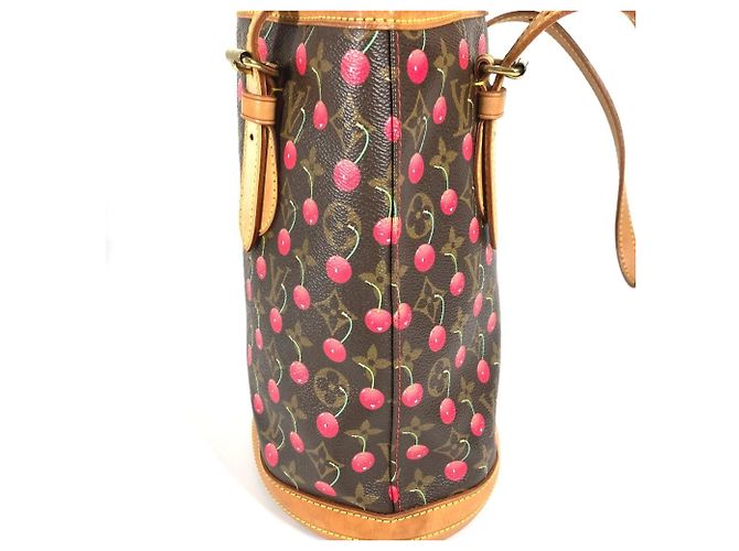 Borsa a Spalla Louis Vuitton Monogram Cherry Bucket PM Marrone Rosso Monogramma - vista 2