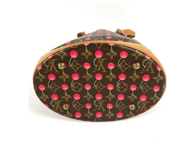 Borsa a Spalla Louis Vuitton Monogram Cherry Bucket PM Marrone Rosso Monogramma - vista 5