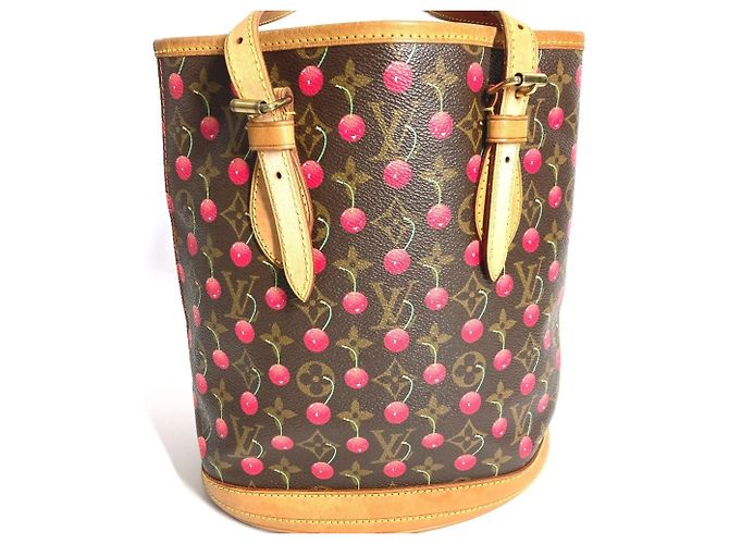 Borsa a Spalla Louis Vuitton Monogram Cherry Bucket PM Marrone Rosso Monogramma - vista 6