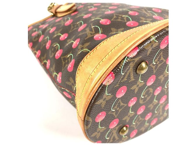 Borsa a Spalla Louis Vuitton Monogram Cherry Bucket PM Marrone Rosso Monogramma - vista 7