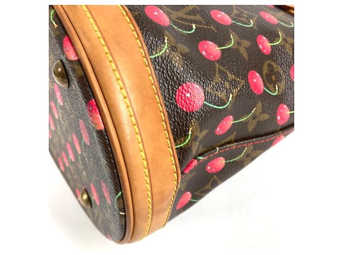 Borsa a Spalla Louis Vuitton Monogram Cherry Bucket PM Marrone Rosso Monogramma - vista 8