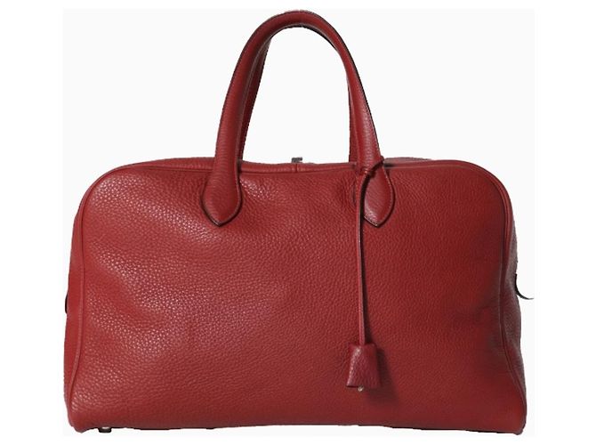 Borsa Hermès Victoria 2001 in pelle rosso scuro Bordò - vista 2
