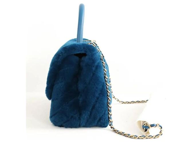 Chanel Borsa a Spalla Coco Handle in Pelle Blu - vista 2