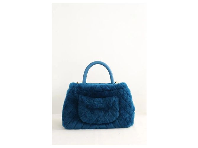 Chanel Borsa a Spalla Coco Handle in Pelle Blu - vista 3