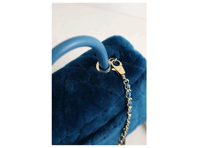 Chanel Borsa a Spalla Coco Handle in Pelle Blu - vista 6
