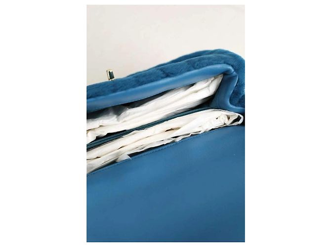 Chanel Borsa a Spalla Coco Handle in Pelle Blu - vista 7
