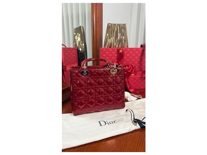 Christian Dior Lady Dior Medio in vernice Rosso - vista 10