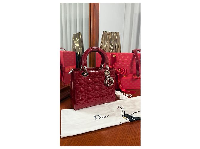 Christian Dior Lady Dior Medio in vernice Rosso - vista 12