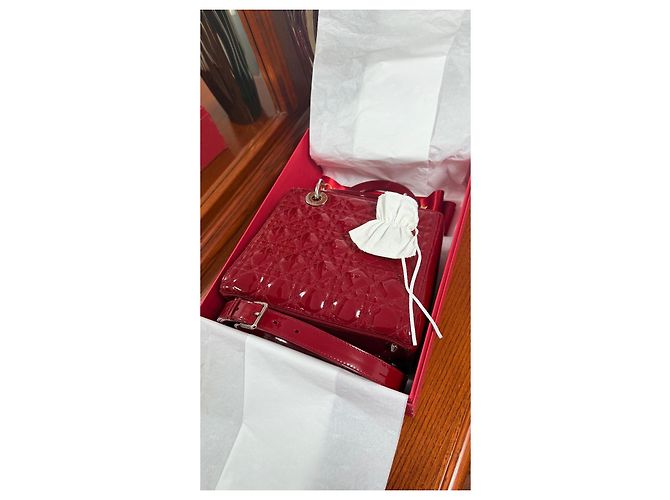 Christian Dior Lady Dior Medio in vernice Rosso - vista 13