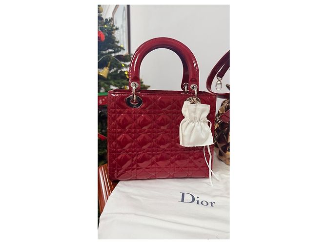 Christian Dior Lady Dior Medio in vernice Rosso - vista 17