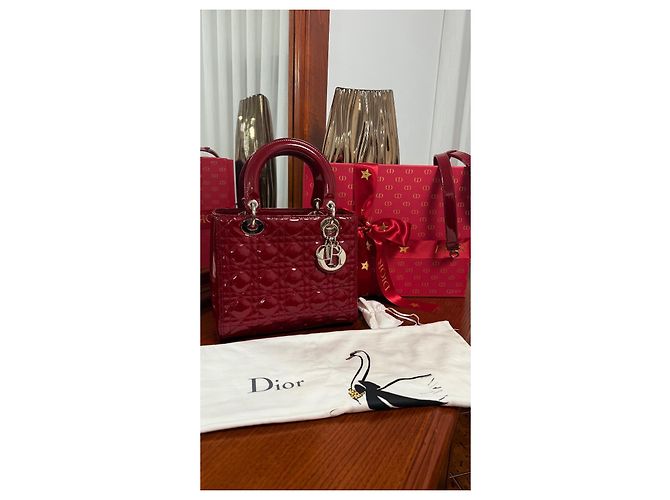 Christian Dior Lady Dior Medio in vernice Rosso - vista 18