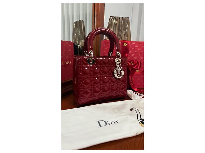 Christian Dior Lady Dior Medio in vernice Rosso - vista 19