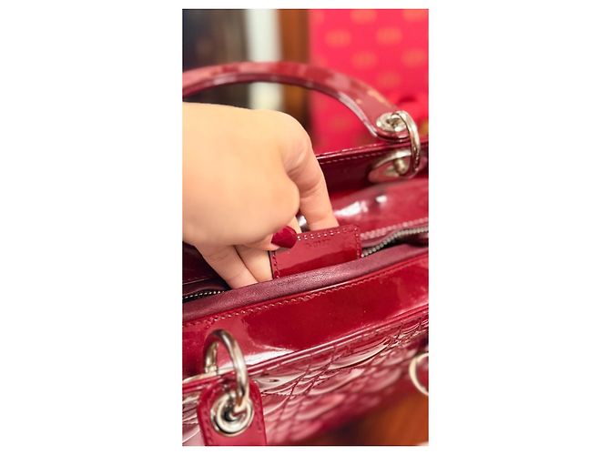 Christian Dior Lady Dior Medio in vernice Rosso - vista 6