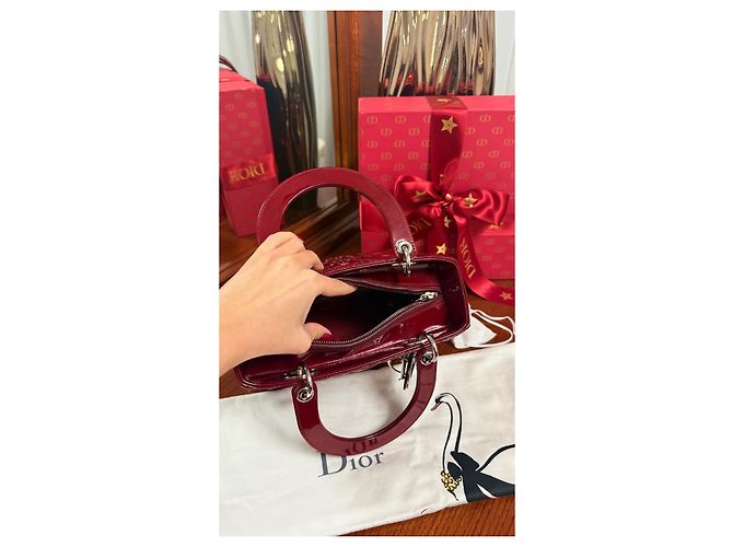 Christian Dior Lady Dior Medio in vernice Rosso - vista 7