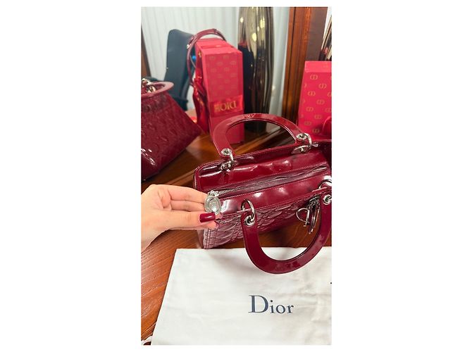 Christian Dior Lady Dior Medio in vernice Rosso - vista 8